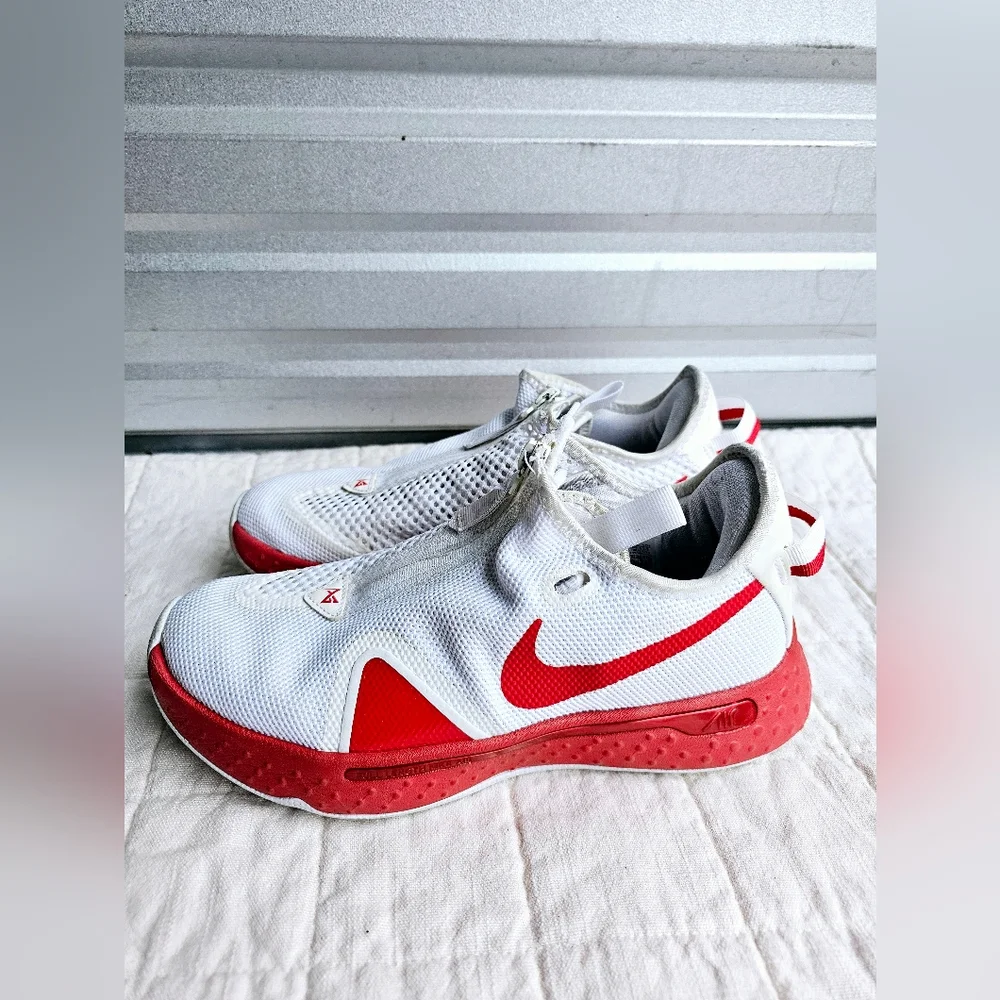 NIKE PG 4 TB PAUL GEORGE TEAM BASKETBALL WHITE RED Men:Sz 7.5 Women:Sz 9 - Picture 1 of 7